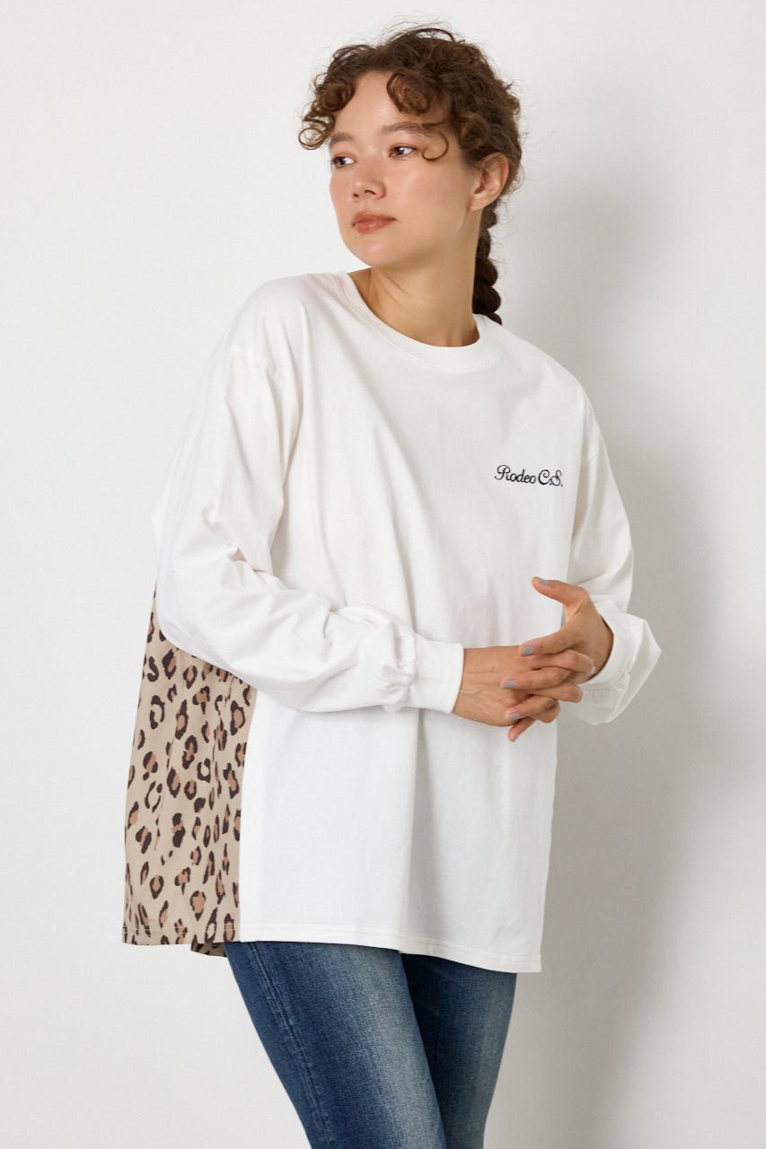 バックギャザードッキングロングTシャツ O/WHT FREE