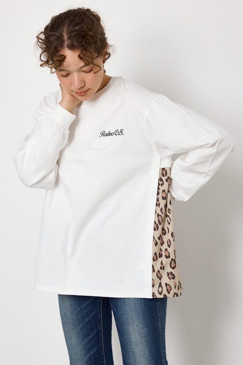 バックギャザードッキングロングTシャツ O/WHT FREE