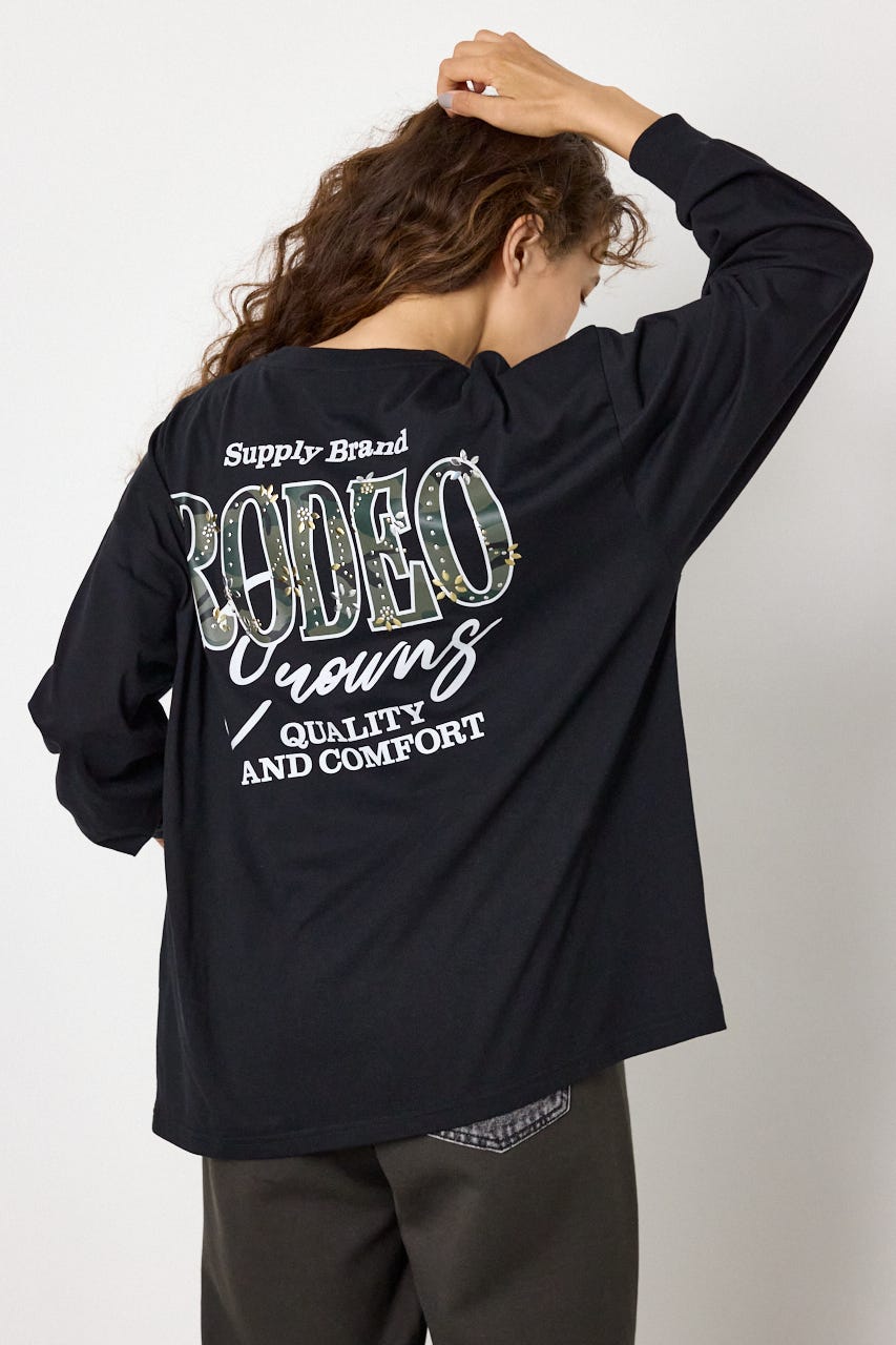 ホットフィットスタッズロゴロングTシャツ BLK FREE