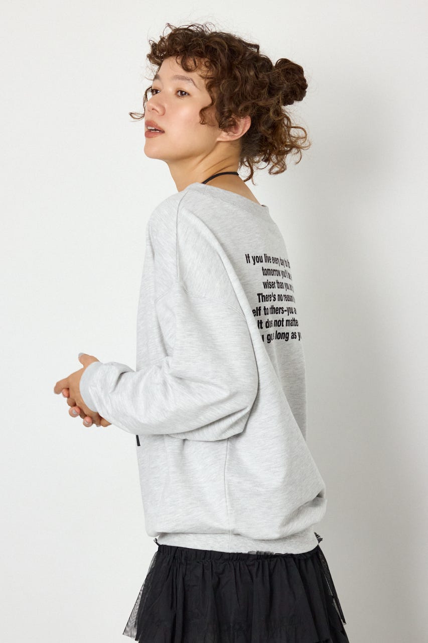 マルチWAYショルダーメッセージスウェットトップス L/T.GRY FREE