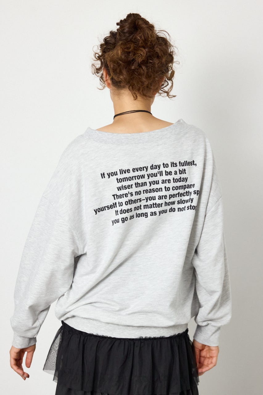 マルチWAYショルダーメッセージスウェットトップス L/T.GRY FREE