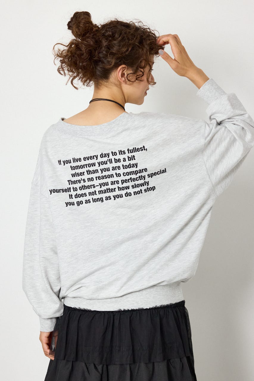 マルチWAYショルダーメッセージスウェットトップス L/T.GRY FREE