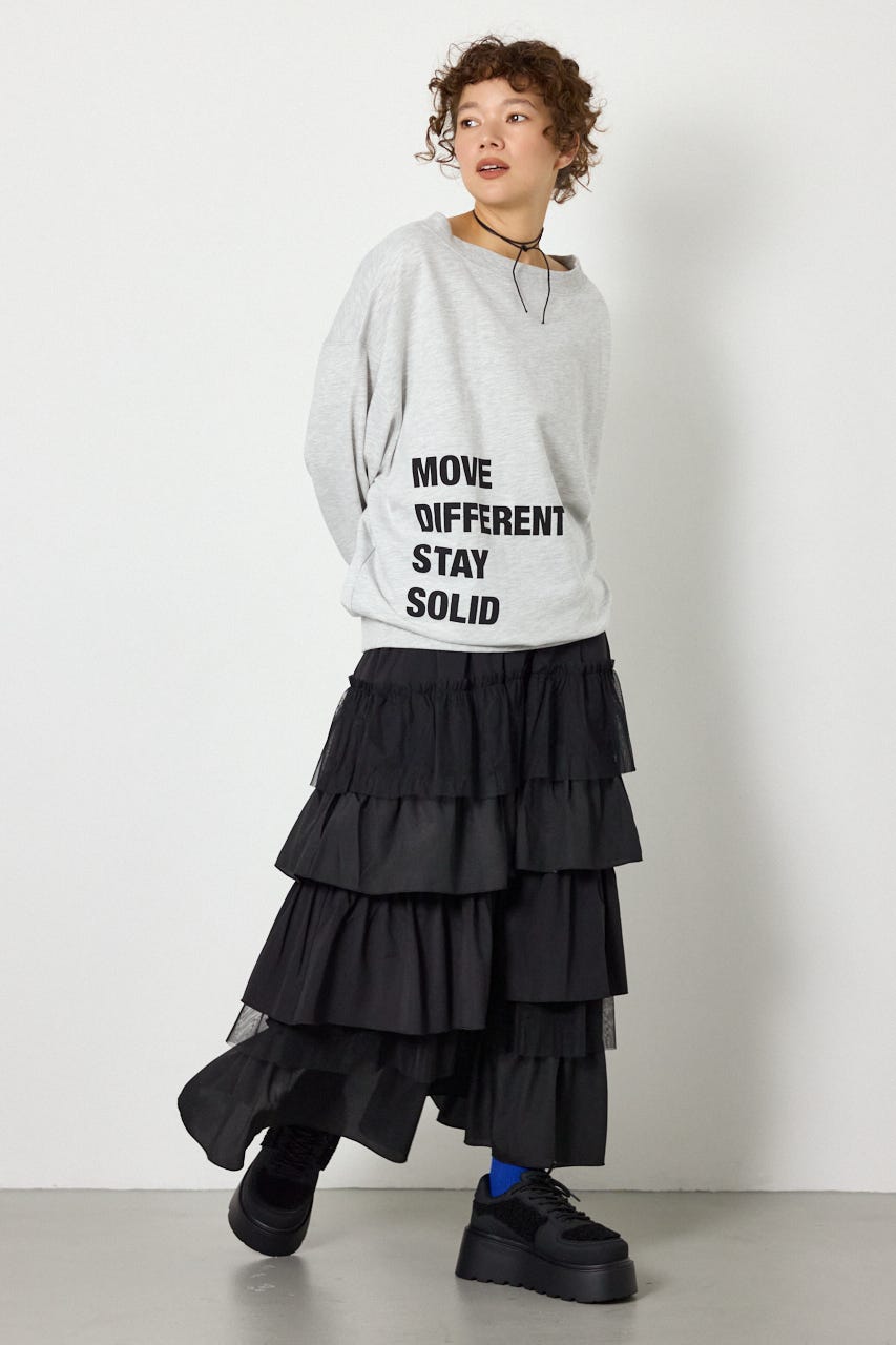 マルチWAYショルダーメッセージスウェットトップス L/T.GRY FREE