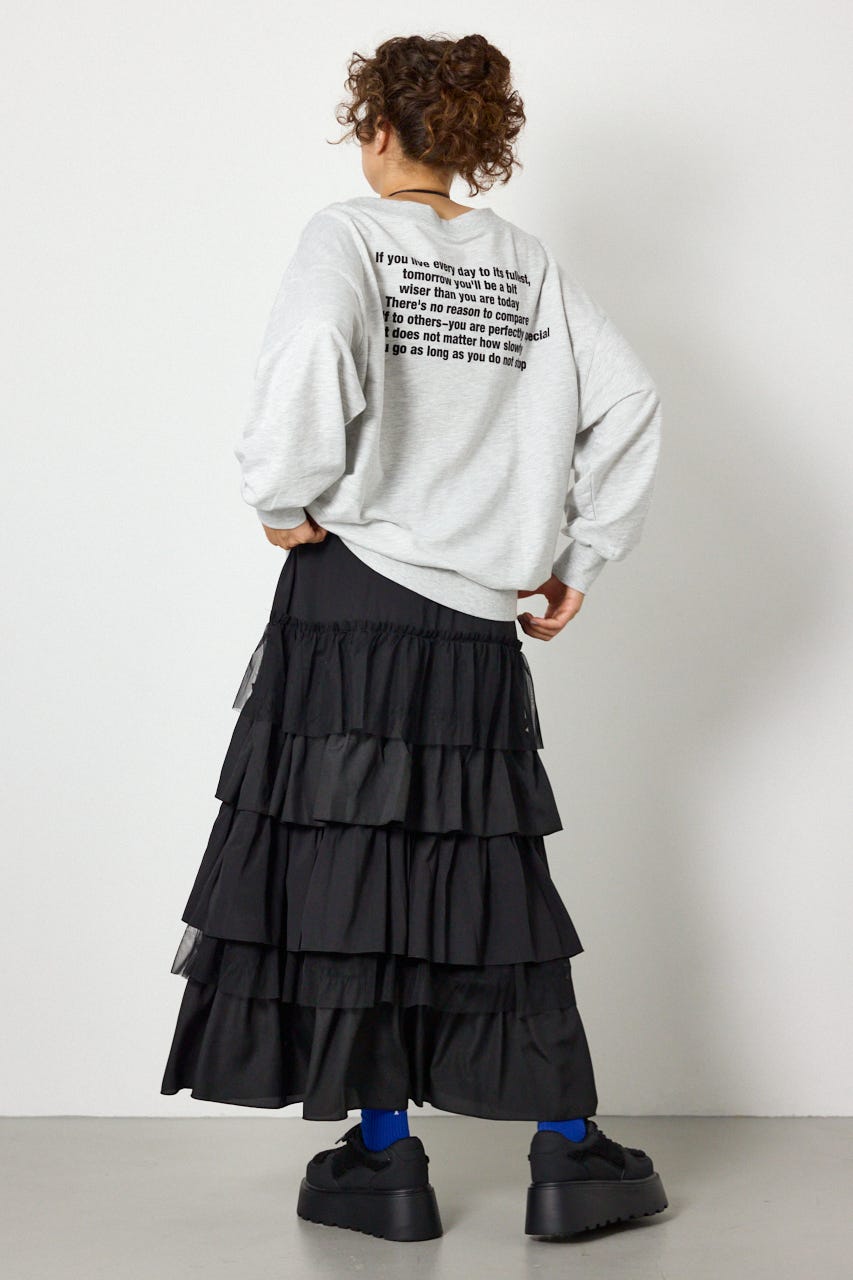 マルチWAYショルダーメッセージスウェットトップス L/T.GRY FREE