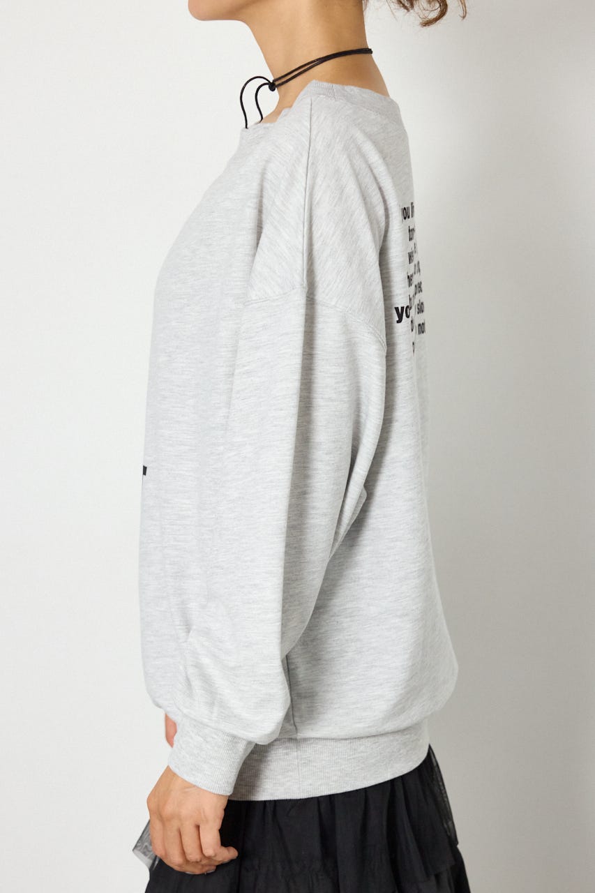 マルチWAYショルダーメッセージスウェットトップス L/T.GRY FREE