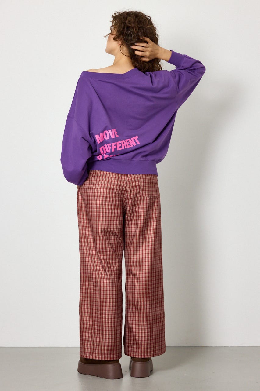 マルチWAYショルダーメッセージスウェットトップス PUR FREE