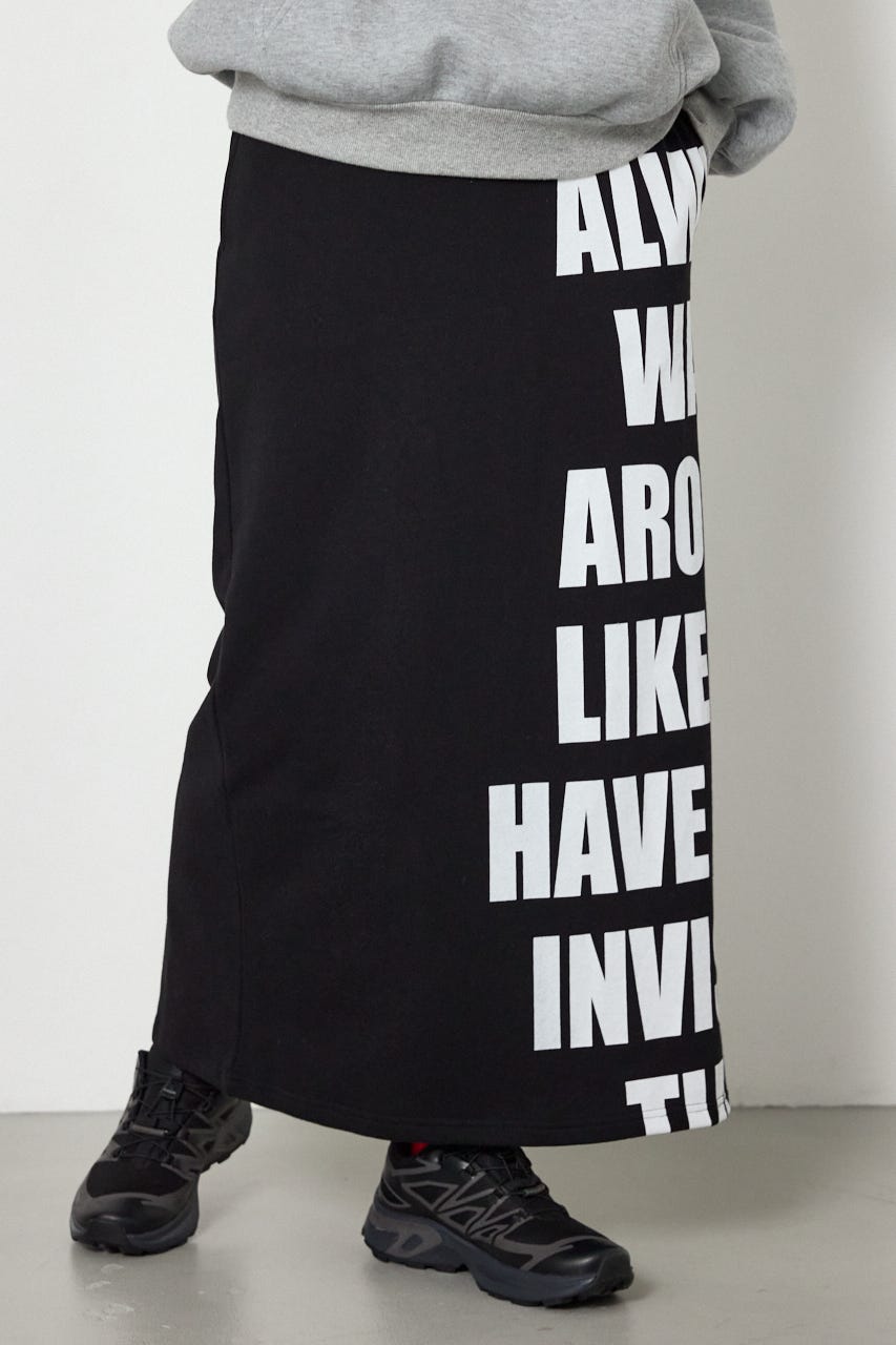 メッセージスウェットナロースカート BLK FREE