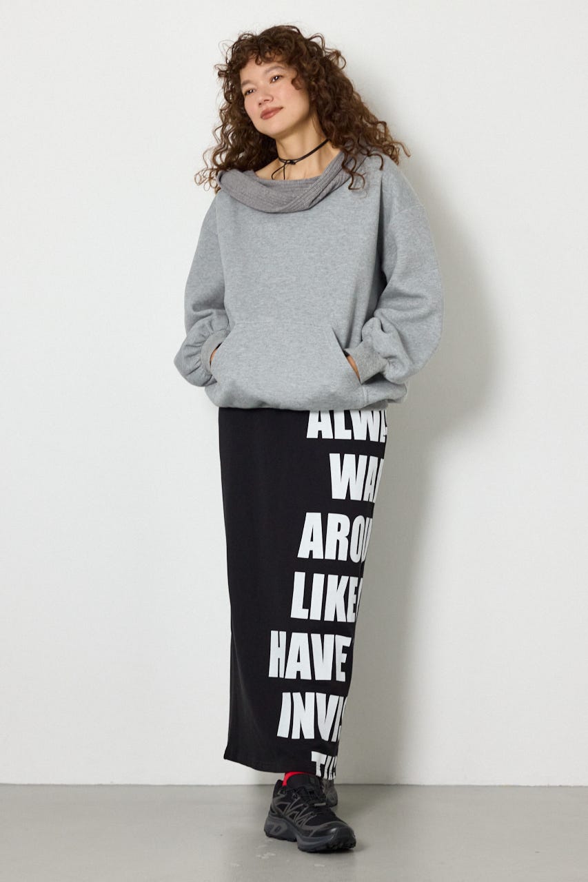 メッセージスウェットナロースカート BLK FREE