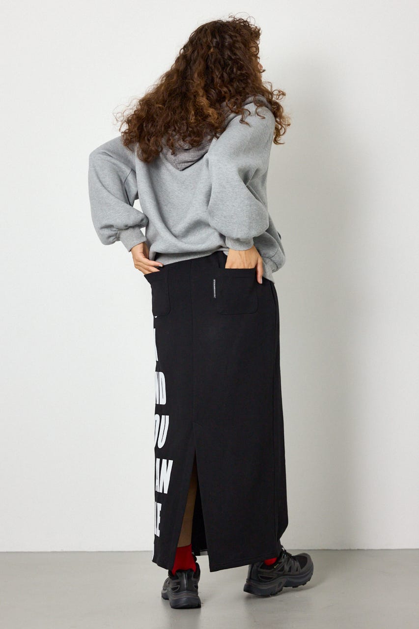 メッセージスウェットナロースカート BLK FREE