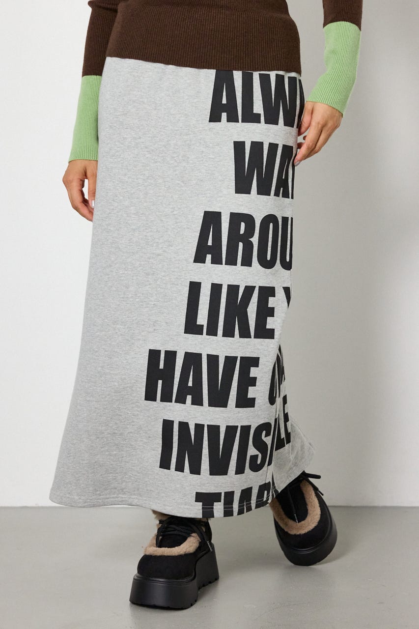 メッセージスウェットナロースカート L/T.GRY FREE