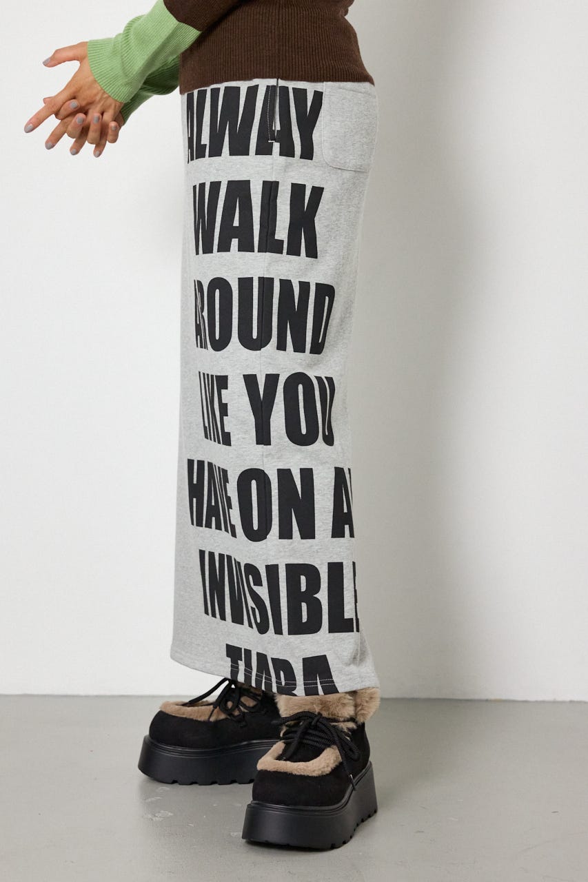 メッセージスウェットナロースカート L/T.GRY FREE