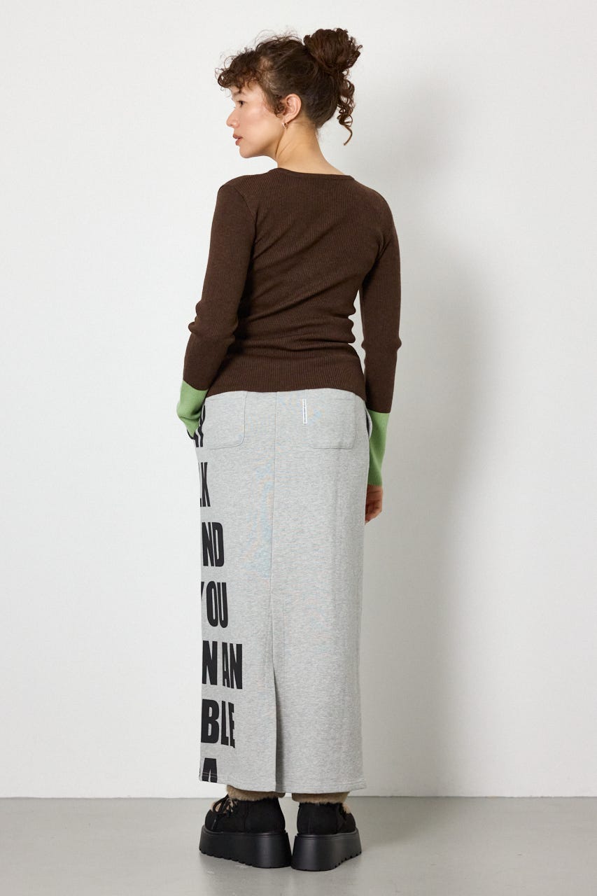 メッセージスウェットナロースカート L/T.GRY FREE