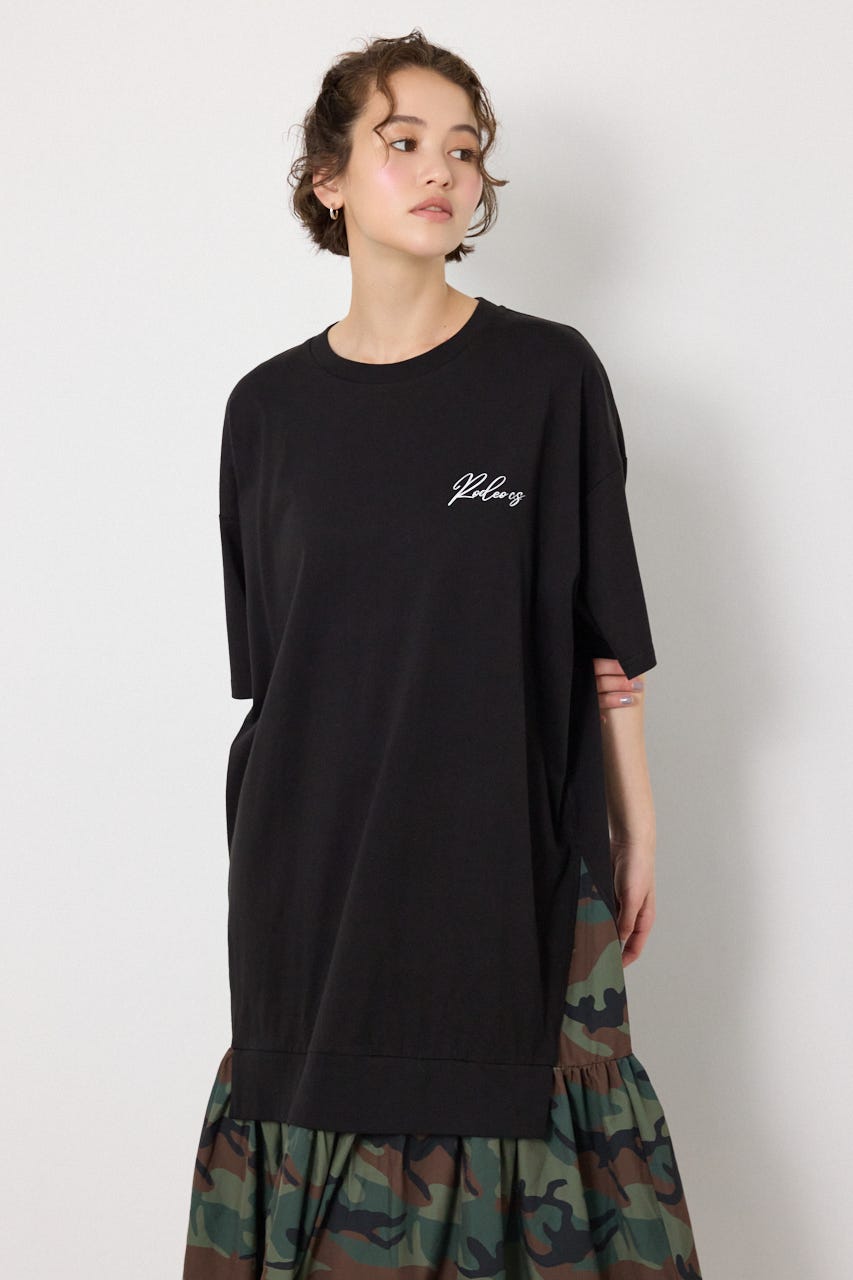 ドッキングパターンマキシワンピース BLK FREE