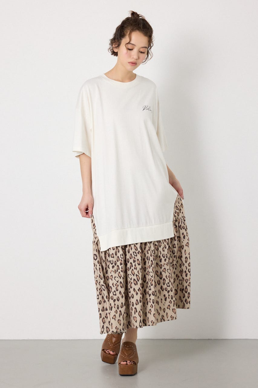 ドッキングパターンマキシワンピース O/WHT FREE