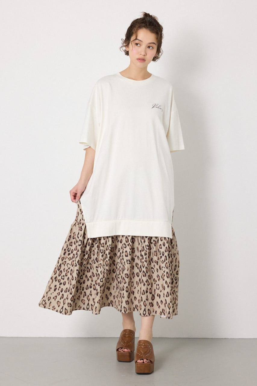 ドッキングパターンマキシワンピース O/WHT FREE