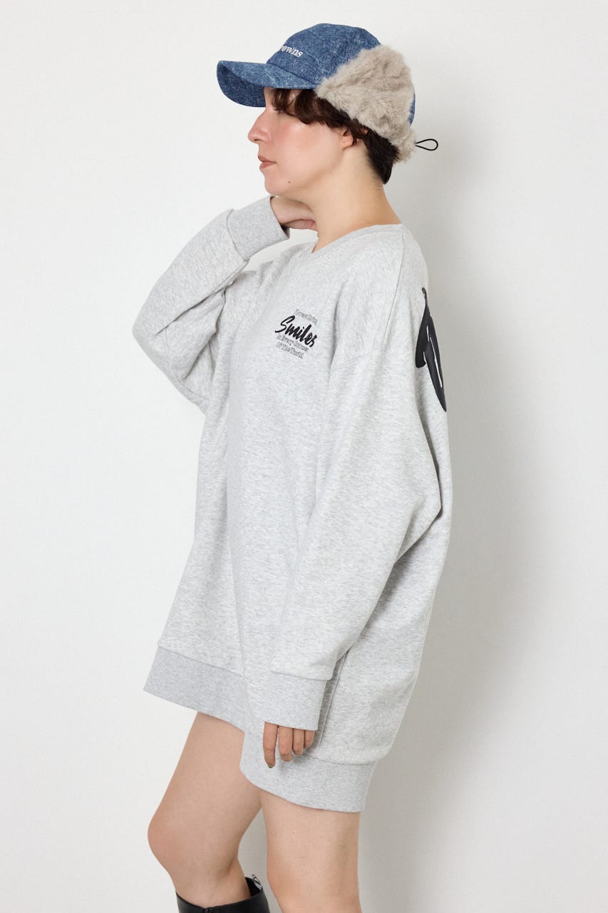 BIGフラワープリントスウェットワンピース L/T.GRY FREE