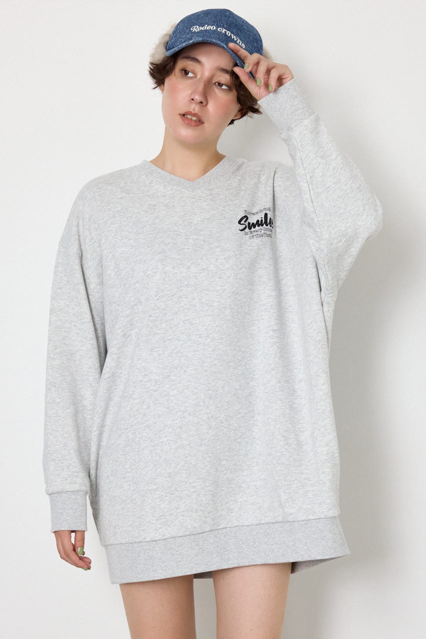 BIGフラワープリントスウェットワンピース L/T.GRY FREE