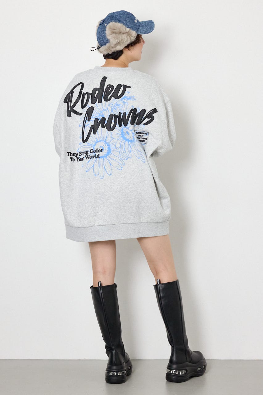 BIGフラワープリントスウェットワンピース L/T.GRY FREE