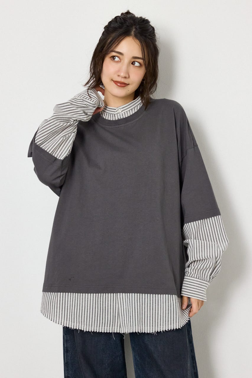 レイヤードビッグTシャツ C.GRY FREE