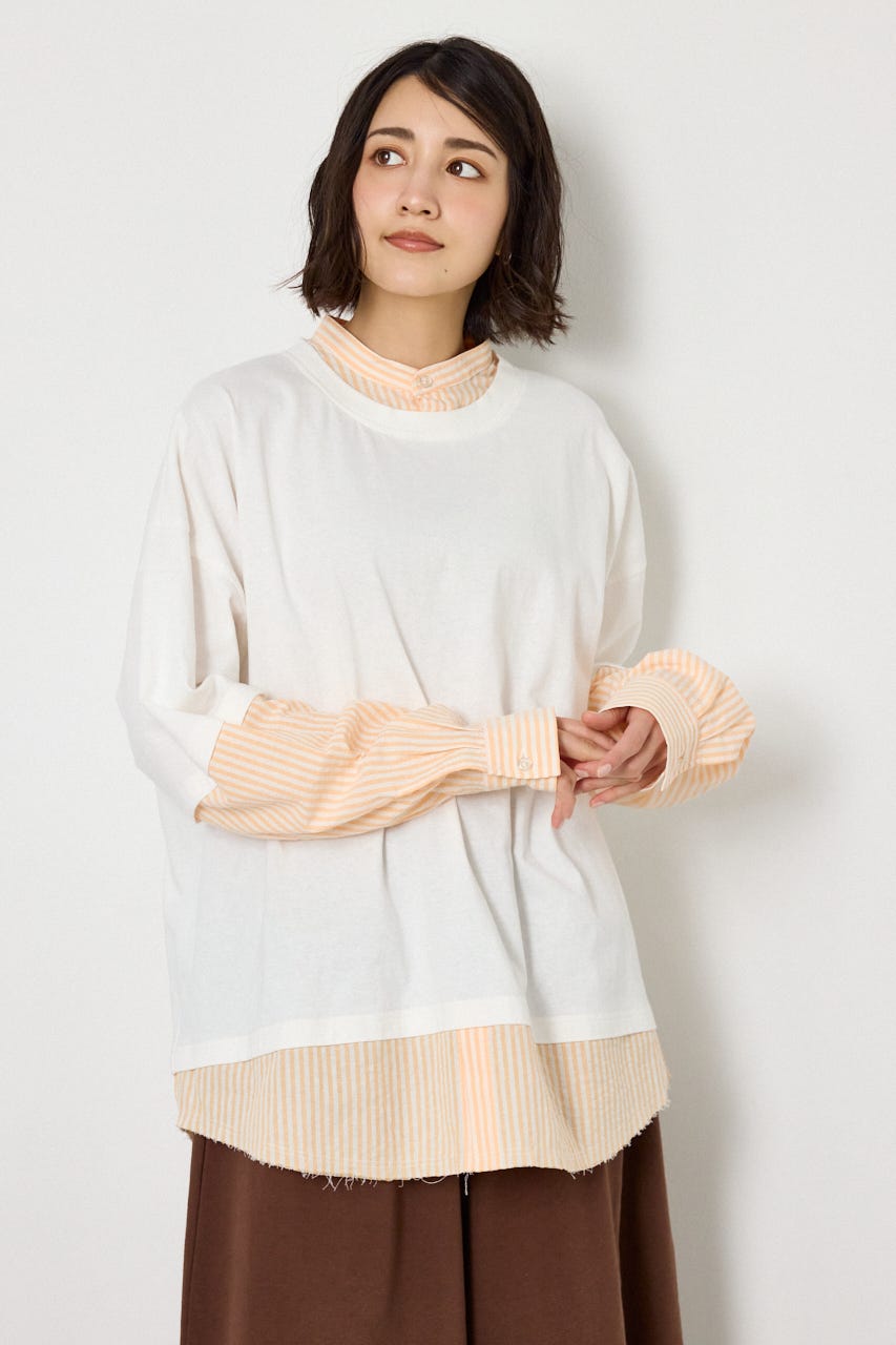 レイヤードビッグTシャツ O/WHT FREE