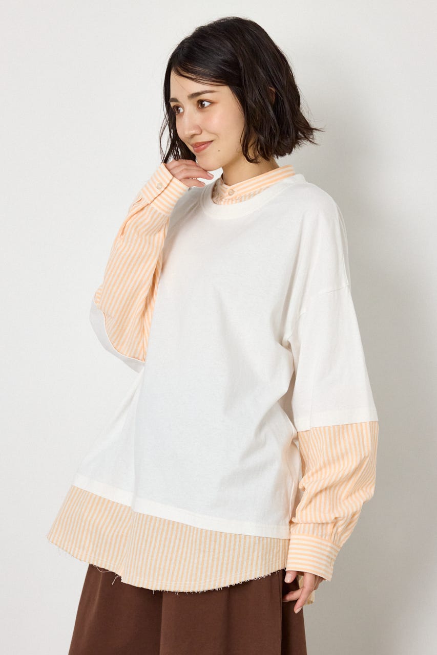 レイヤードビッグTシャツ O/WHT FREE