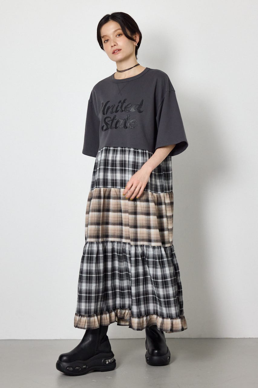 ドッキングティアードワンピース C.GRY FREE