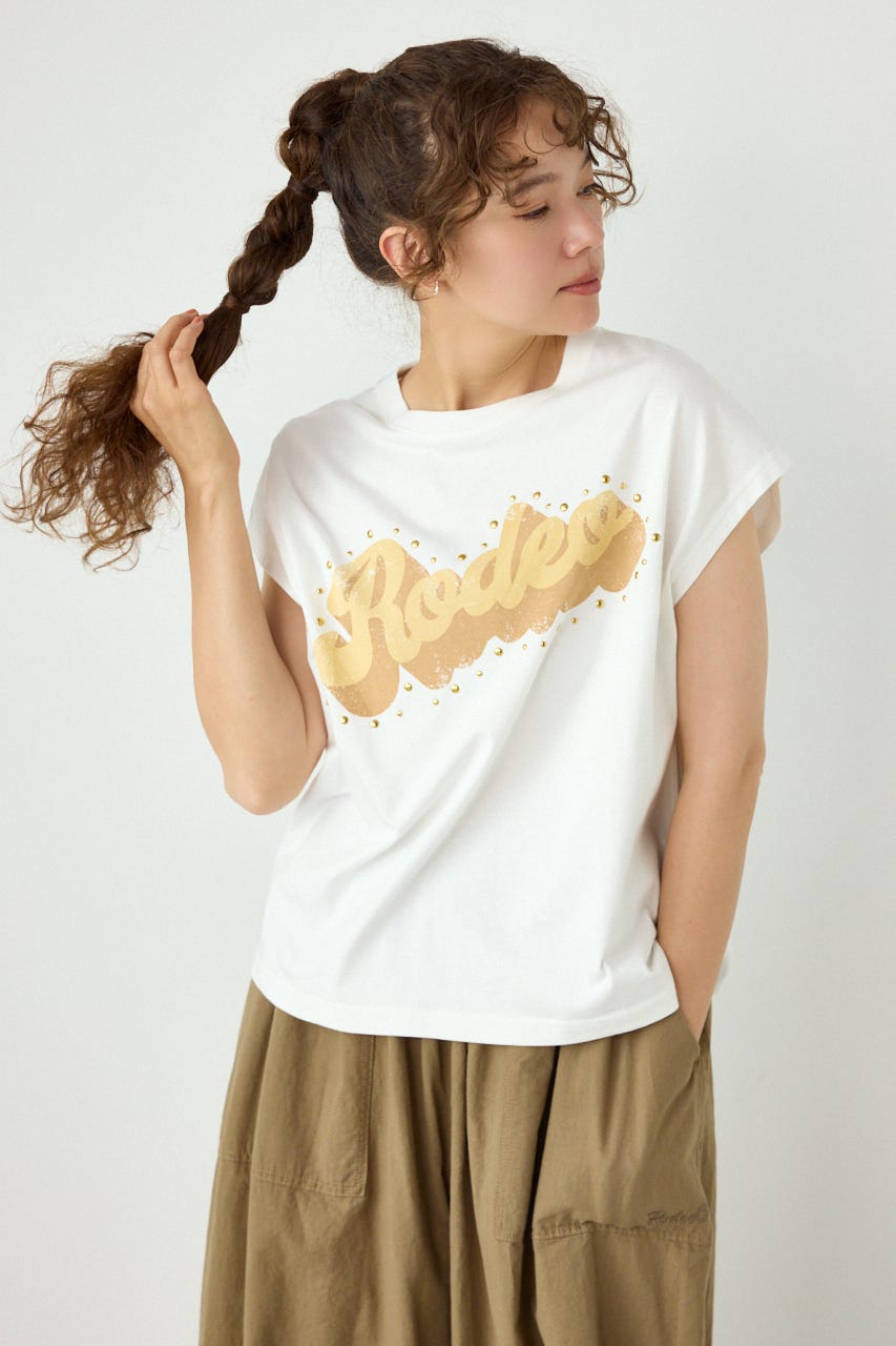 ロゴスタッズトップス O/WHT FREE