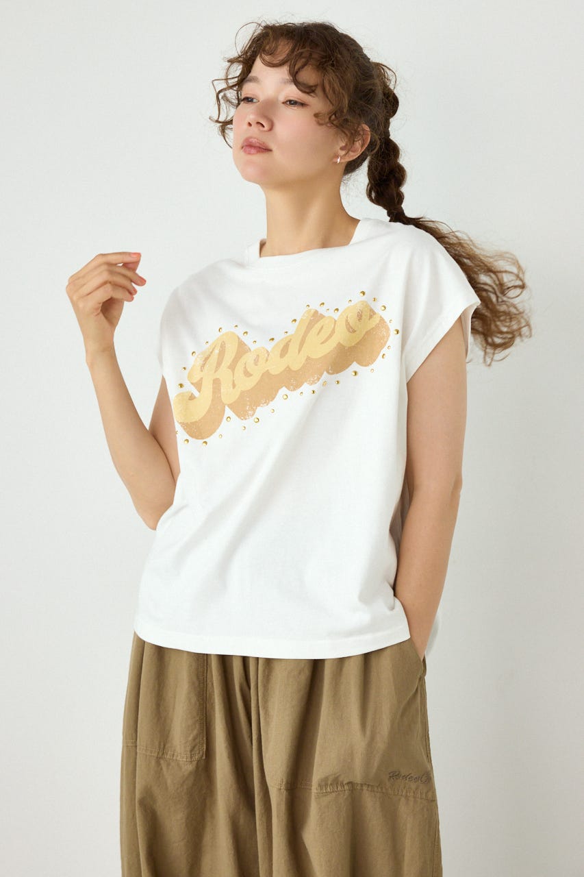 ロゴスタッズトップス O/WHT FREE