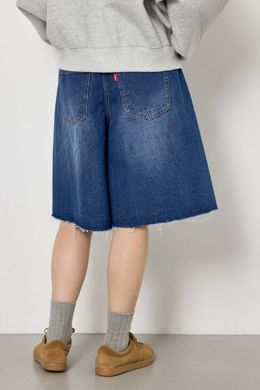 セミフレアワイドバミューダパンツ BLU S