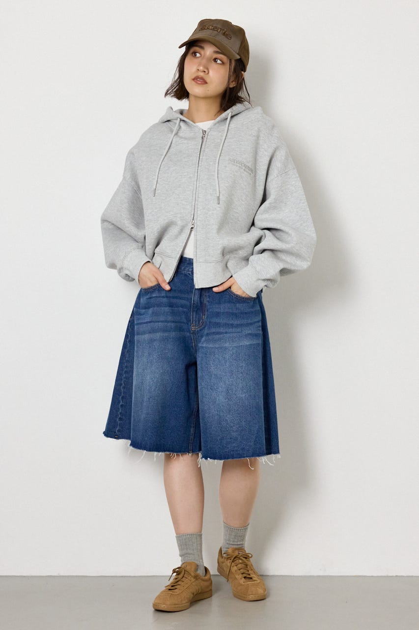 セミフレアワイドバミューダパンツ BLU S