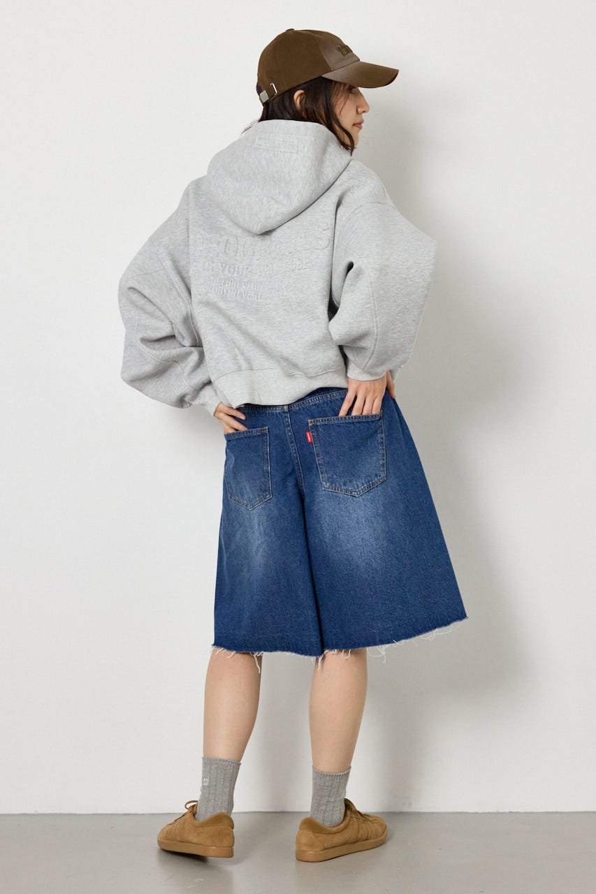 セミフレアワイドバミューダパンツ BLU S