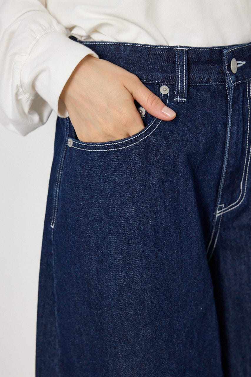 セミフレアワイドバミューダパンツ One Wash M