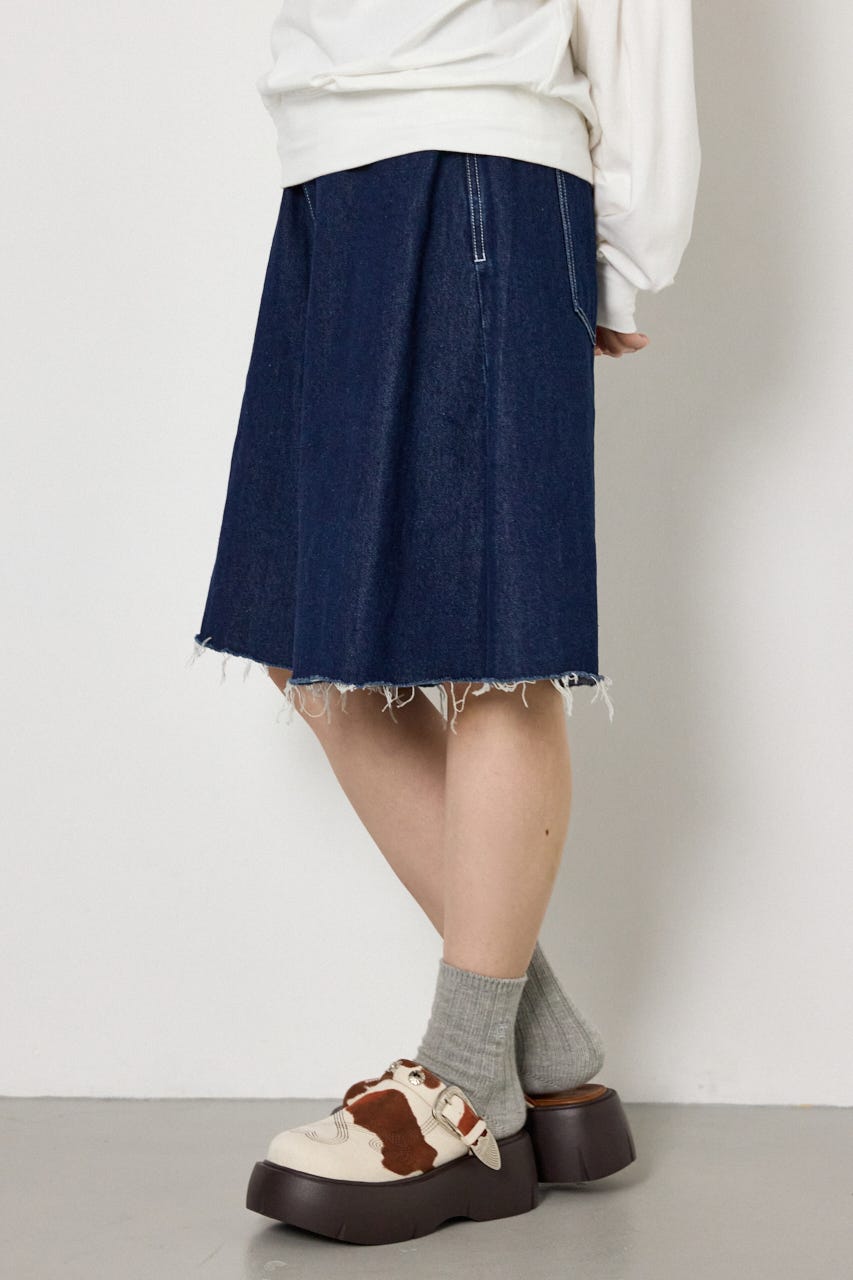 セミフレアワイドバミューダパンツ One Wash M
