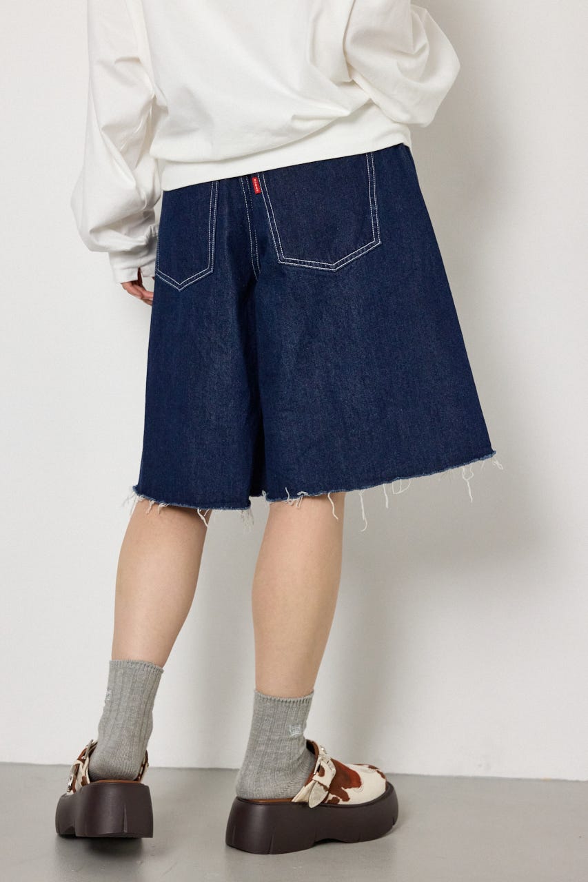 セミフレアワイドバミューダパンツ One Wash M
