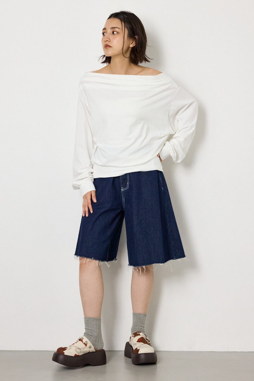 セミフレアワイドバミューダパンツ One Wash M