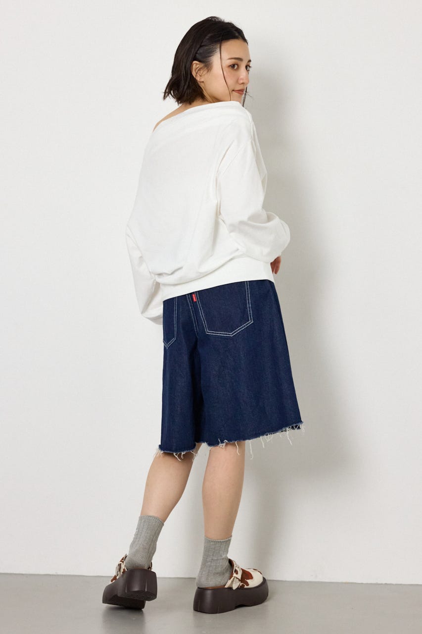 セミフレアワイドバミューダパンツ One Wash M