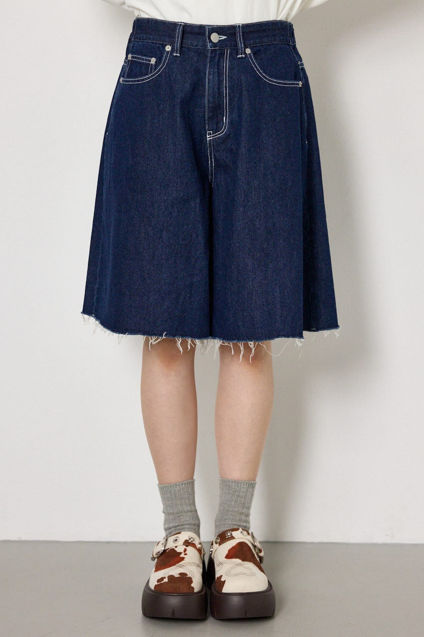 セミフレアワイドバミューダパンツ One Wash M