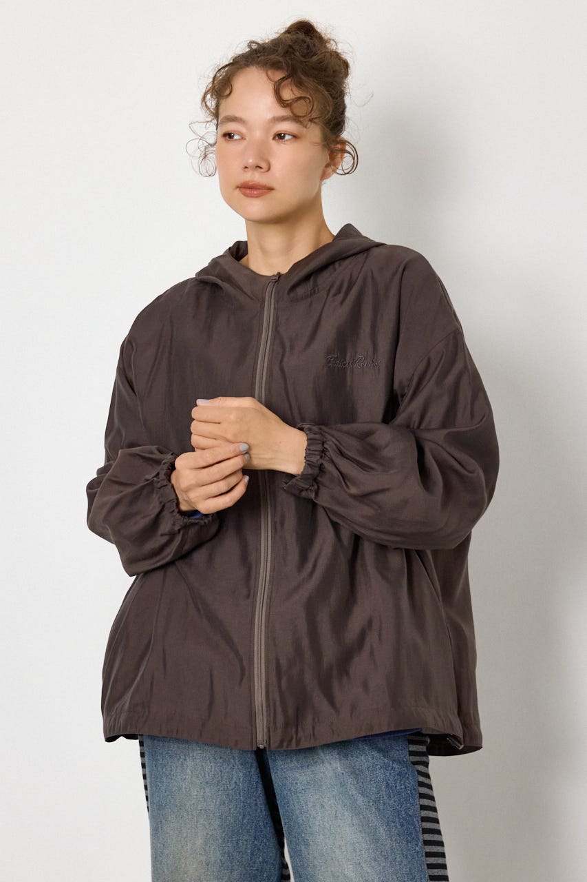 バック刺繍シアーフーディーブルゾン C.GRY FREE