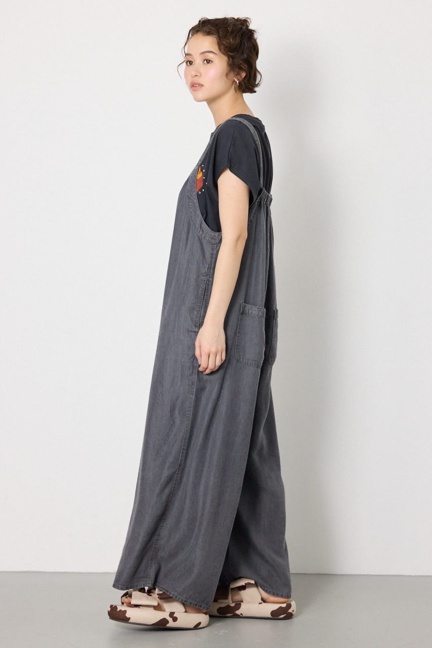 Thickness DENIMギャザーサロペット BLK FREE