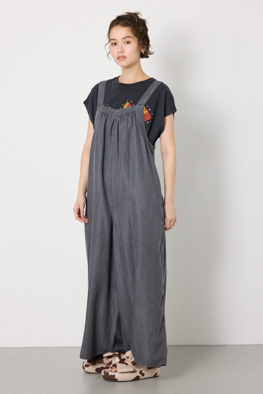 RODEO CROWNS WIDE BOWL | Thickness DENIMギャザーサロペット