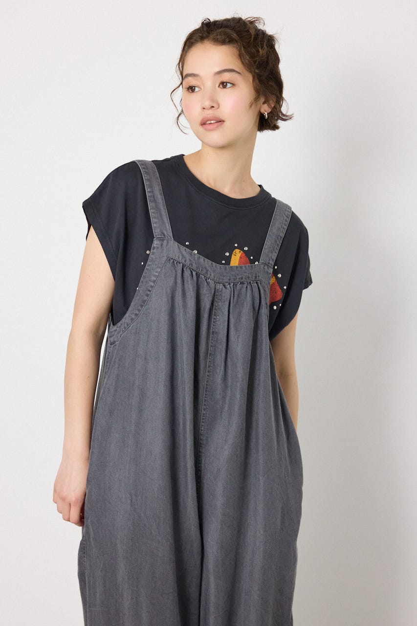 RODEO CROWNS WIDE BOWL | Thickness DENIMギャザーサロペット