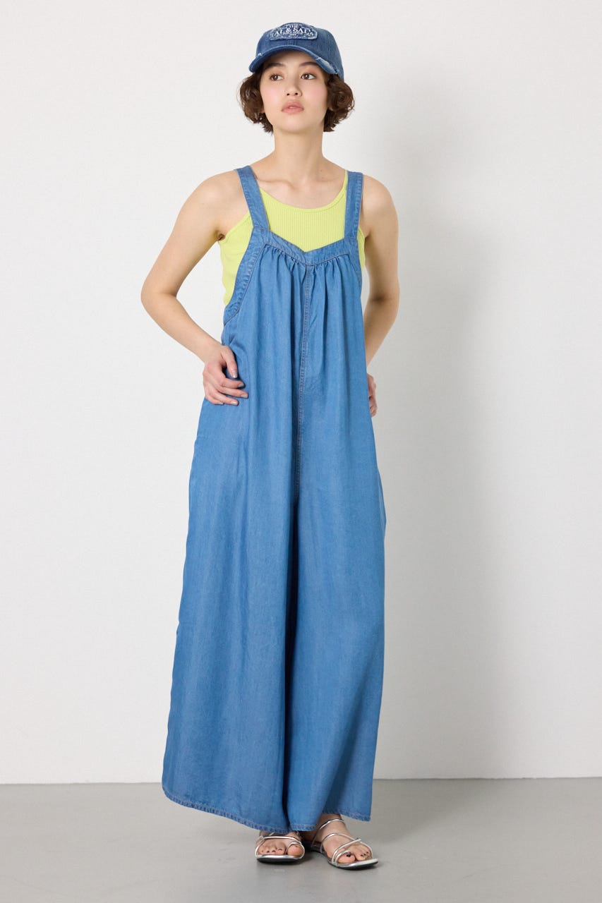 Thickness DENIMギャザーサロペット BLU FREE