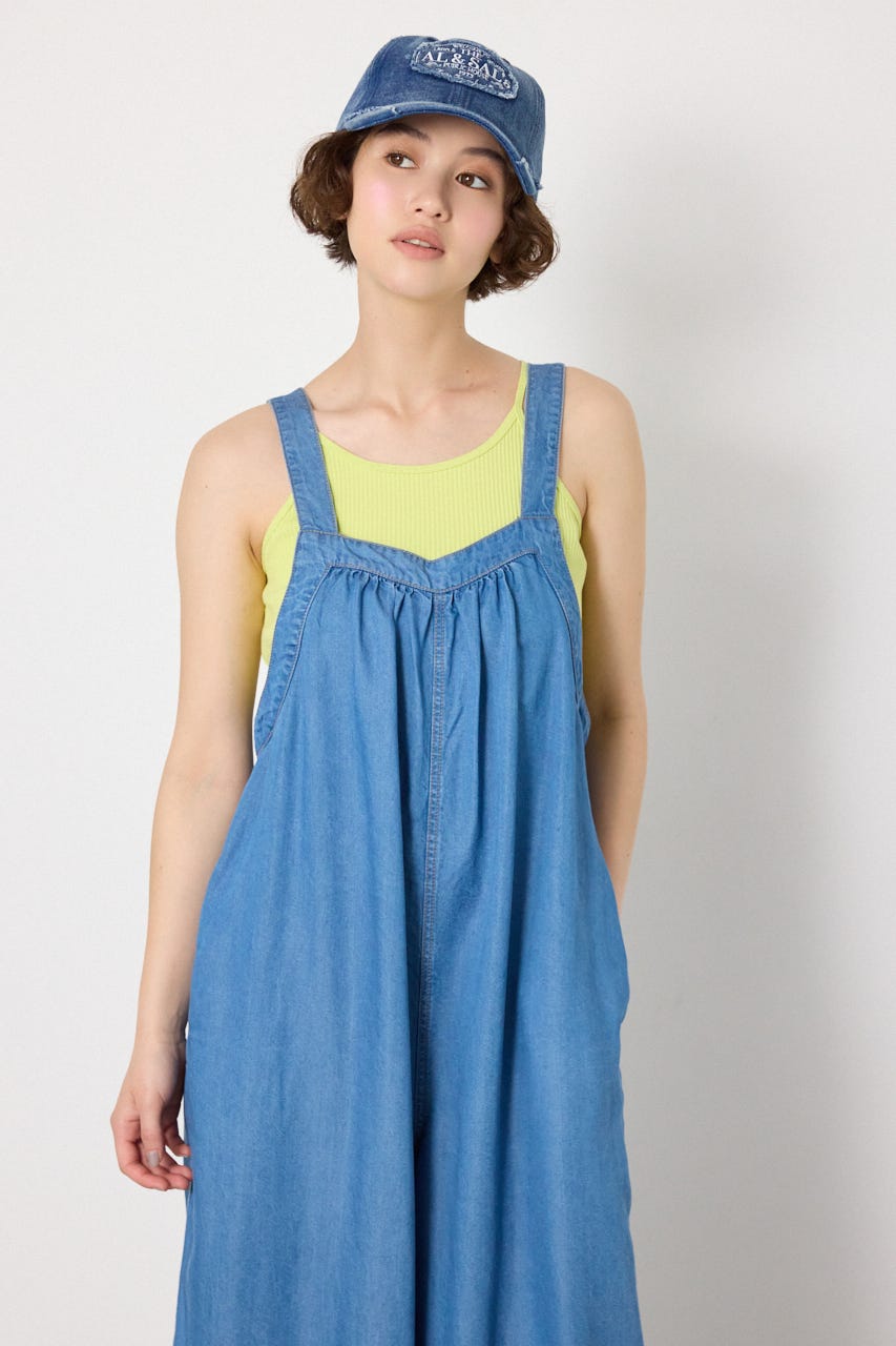 Thickness DENIMギャザーサロペット BLU FREE