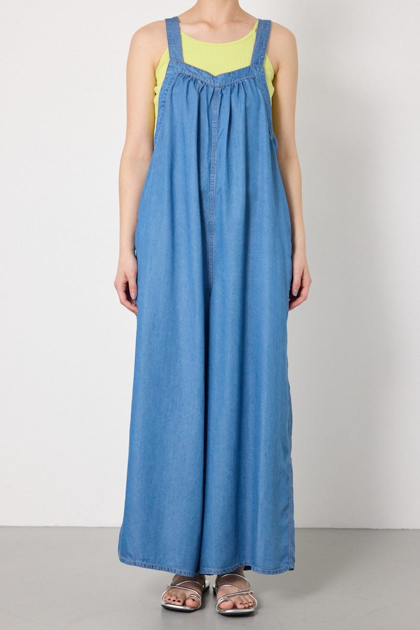 Thickness DENIMギャザーサロペット BLU FREE