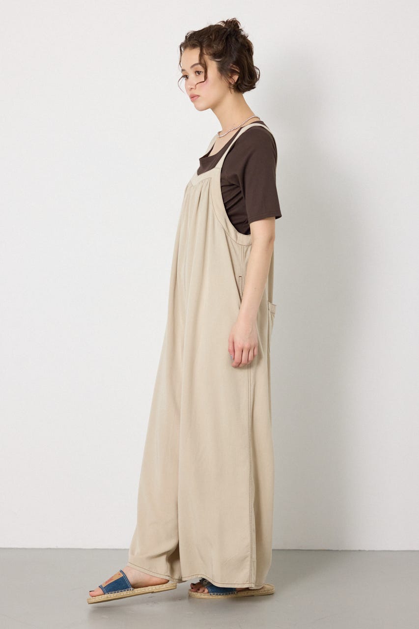 Thickness DENIMギャザーサロペット L/BEG FREE