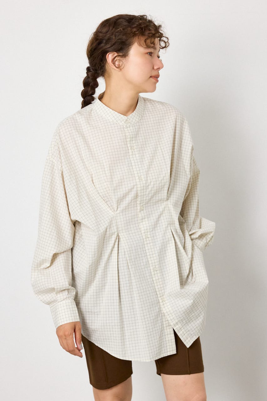 ウエストタックシャツチュニック 柄WHT FREE