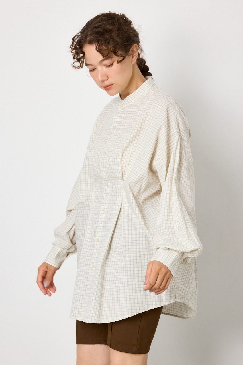 ウエストタックシャツチュニック 柄WHT FREE