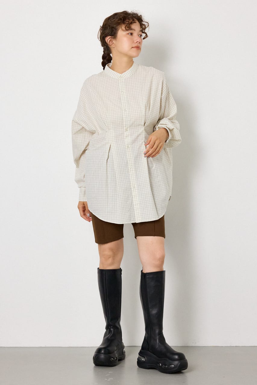 ウエストタックシャツチュニック 柄WHT FREE