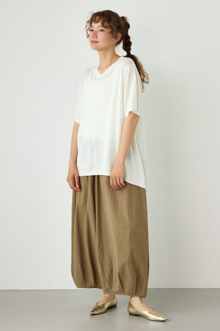 ネームパッチVネックニットトップス O/WHT FREE