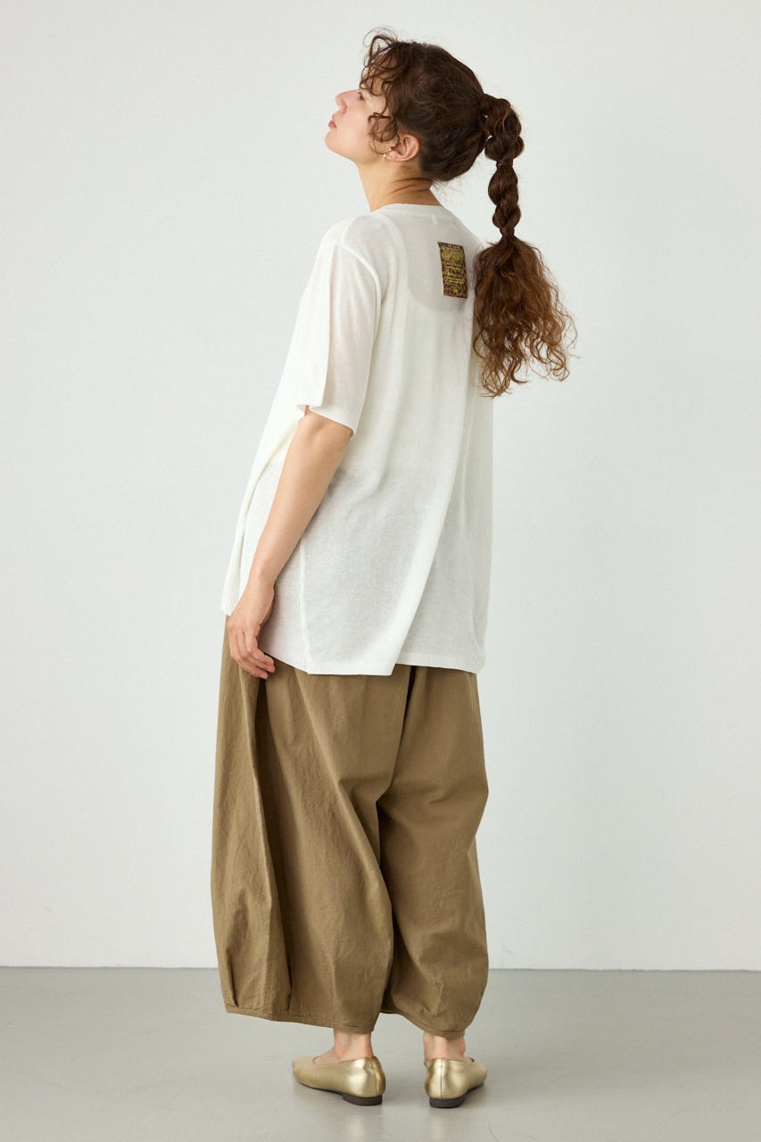 ネームパッチVネックニットトップス O/WHT FREE